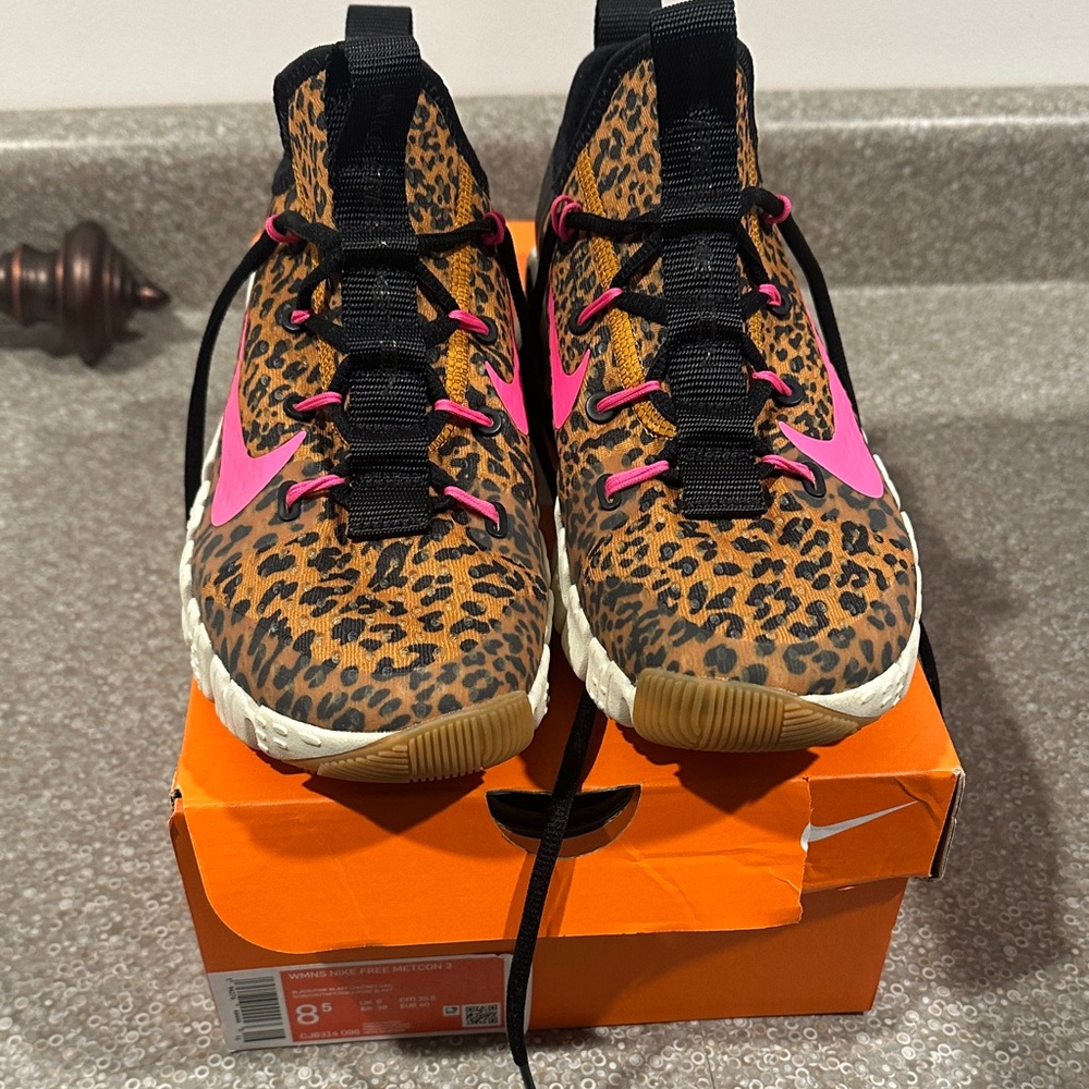 Nike Leopard Print Sneakers with Pink and Black